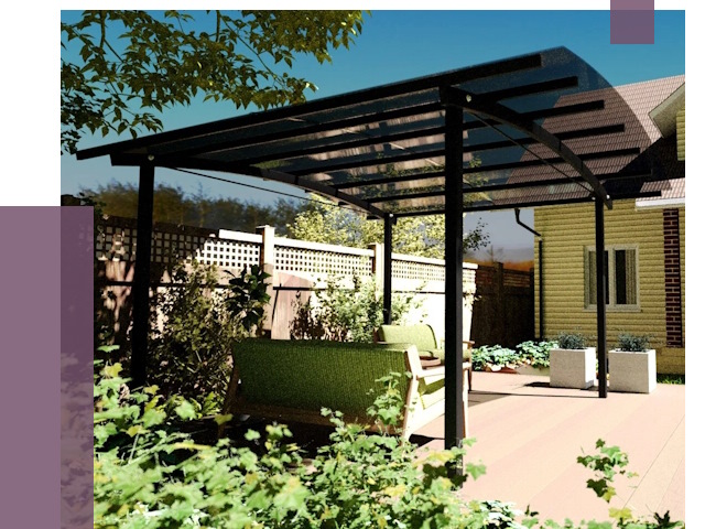 Навесы для террасы в Шадринске от 13185 руб. под ключ | ПРОЛЁТ-Шдр