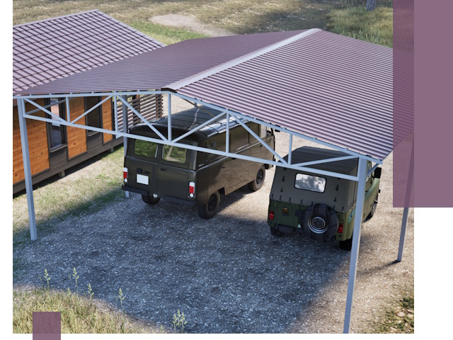 Двускатные навесы под ключ в Шадринске — изготовление и монтаж